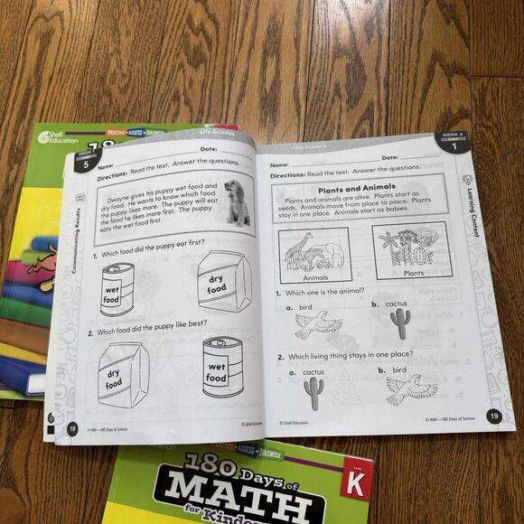 3 Homeschool Grade K Kindergarten WorkBooks 180 Days Of Reading Math Science - Picture 7 of 8
